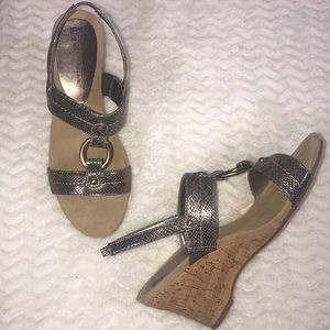 Anne Klein Cayley bronze sling back wedge …